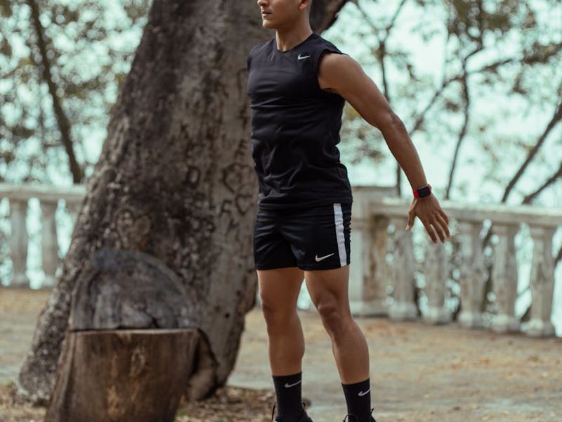 Person in mid-motion during a fluid cardio exercise.